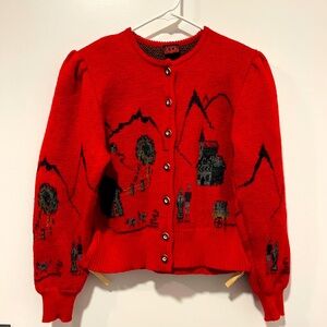 Scenic Vintage Button Down Wool Sweater made in Austria